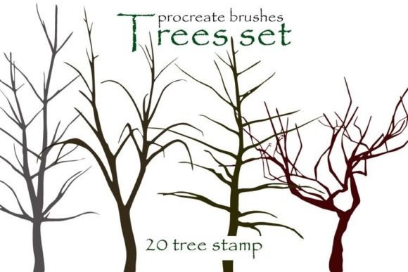 20 Tree Procreate Brushes Silhouette: Elevating Digital Landscapes with Precision and Style