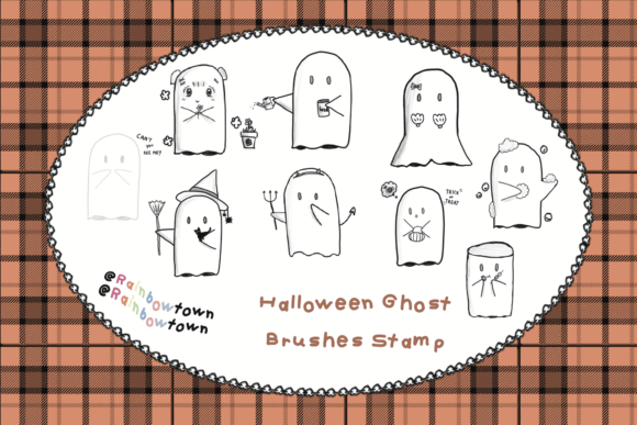 Bringing Spooky Charm to Life with Halloween Ghost Brushes Stamp