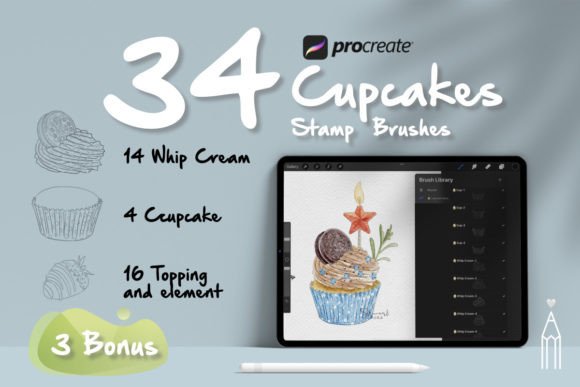 Cupcakes Procreate Stamp Brushes Guide